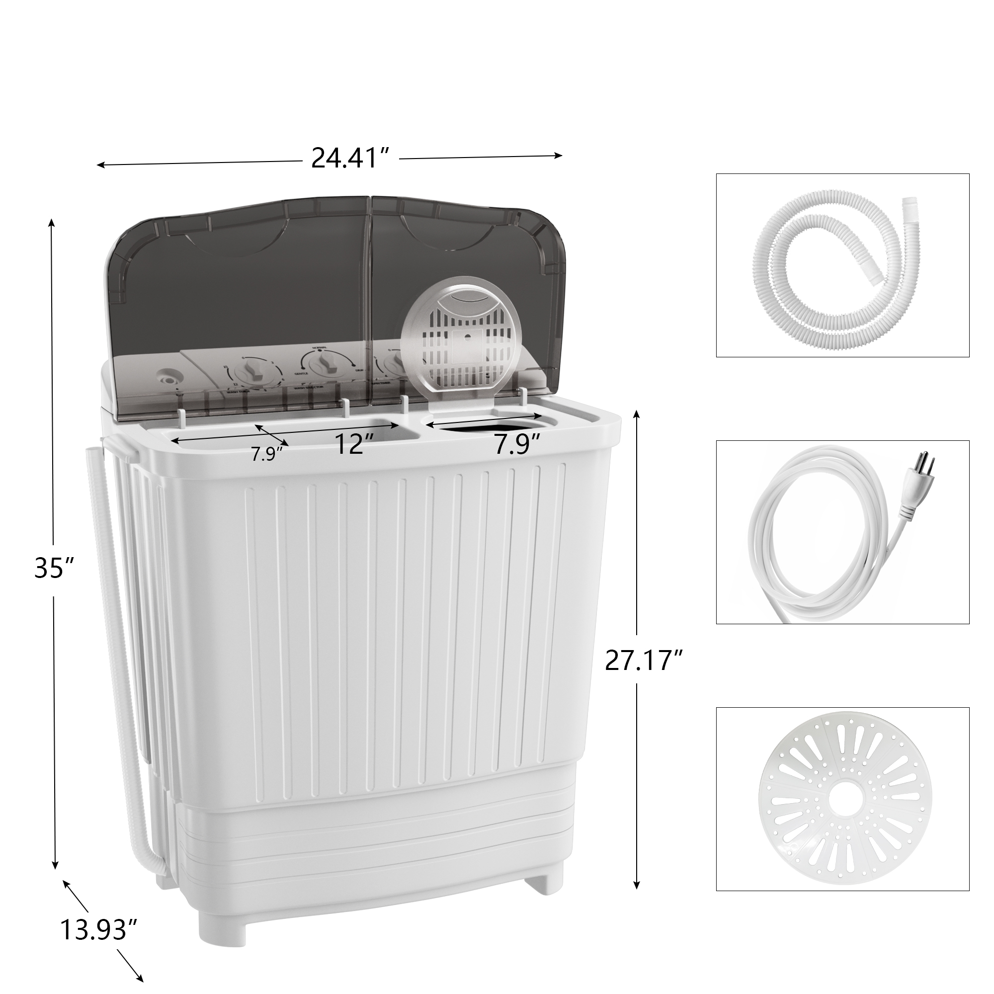 Portable Washer & Dryer Combo in White/Black_Dalxo_Dalxo