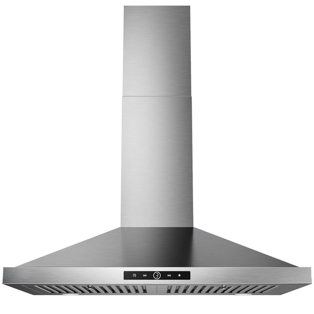 30 in. 390CFM Ducted Wall-Mounted Range Hood in Stainless Steel with 3-Way Venting Removable LEDS
