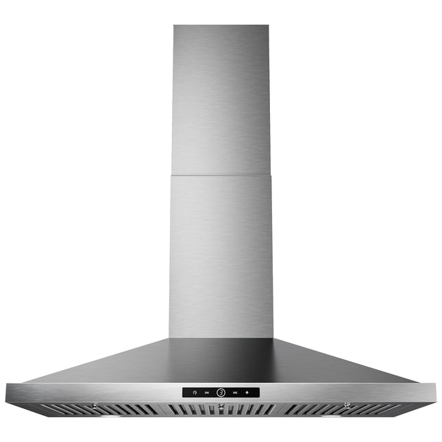 36 in. 390CFM Ducted Wall-Mounted Range Hood in Stainless Steel with 3-Way Venting Removable LEDS